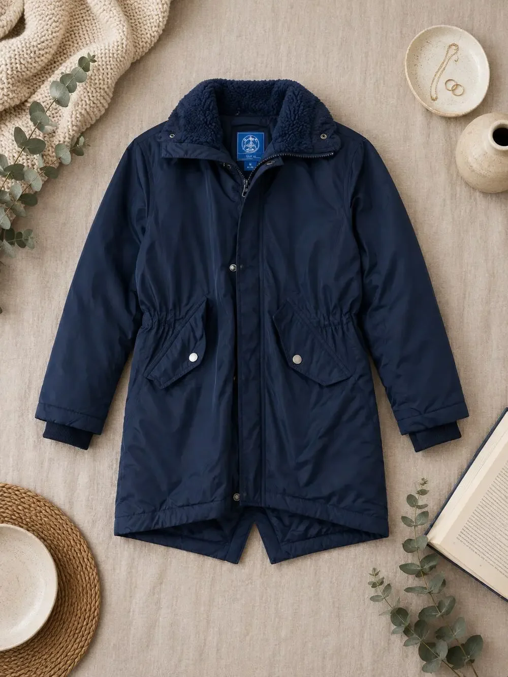 J.Crew Boys Fishtail Parka PrimaLoft Navy Blue Hooded Winter Coat Size S